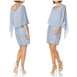 J Kara Overlay Poncho Dress NWT Size 6 $265